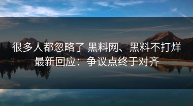 很多人都忽略了 黑料网、黑料不打烊最新回应：争议点终于对齐