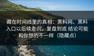 藏在时间线里的真相：黑料网、黑料入口以后续走向，复盘到底 结论可能和你想的不一样（隐藏点）